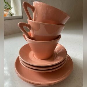 Peach Alcobaca Ceramic Cup and Saucer Set